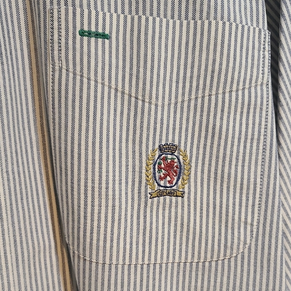 Tommy Hilfiger Men's Striped Dress Shirt - Blue and White EUC Been Dry Cleaned - Picture 5 of 8